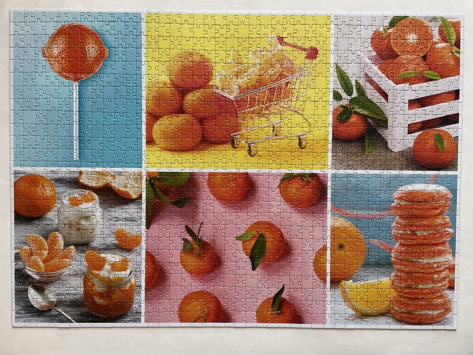 Puzzle Mandarynkowy kolaż + Riomaggiore, Trefl, 1000 + 500