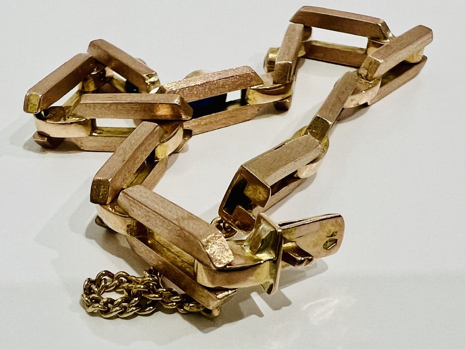 Pulseira ouro amarelo e rosa 14k diamantes safira