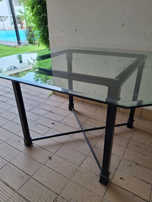 Mesa vidro para interior e exterior