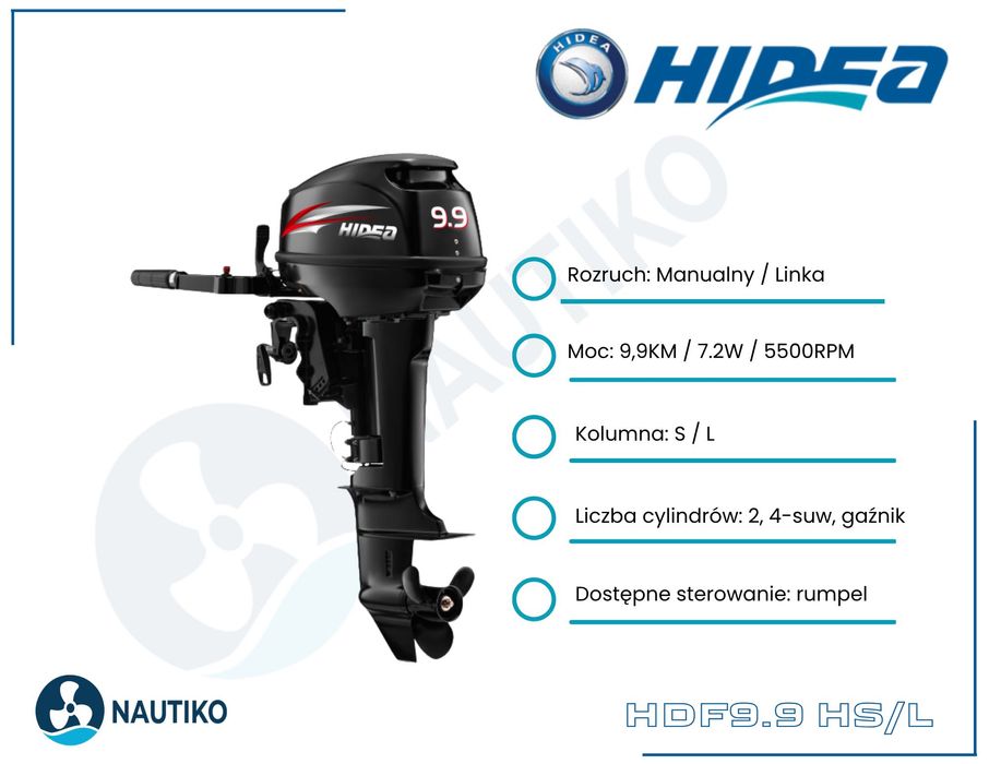 Promocja / Silnik zaburtowy HIDEA 9,9KM, 3 lata gwarancji PL, /S/L/
