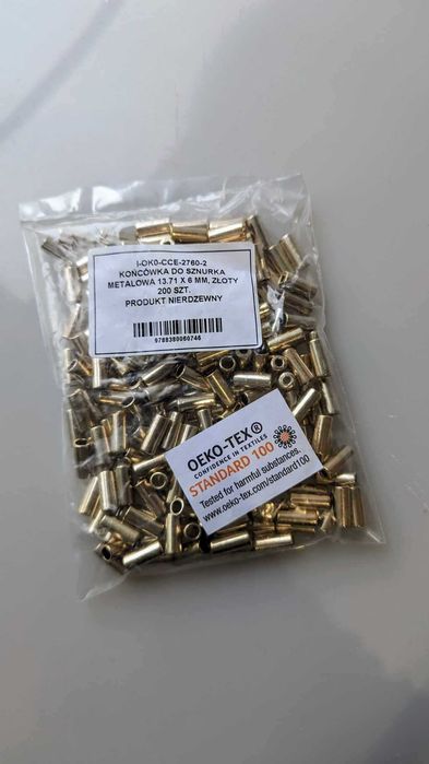 Końcówka do sznurka metalowa 13,71x6mm (opakowanie 200 szt.)