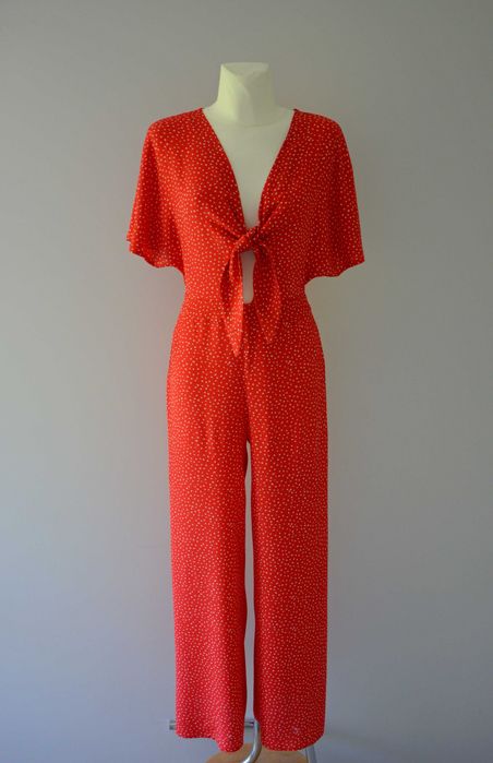 Mango długi czerwony kombinezon retro pin up 34 XS