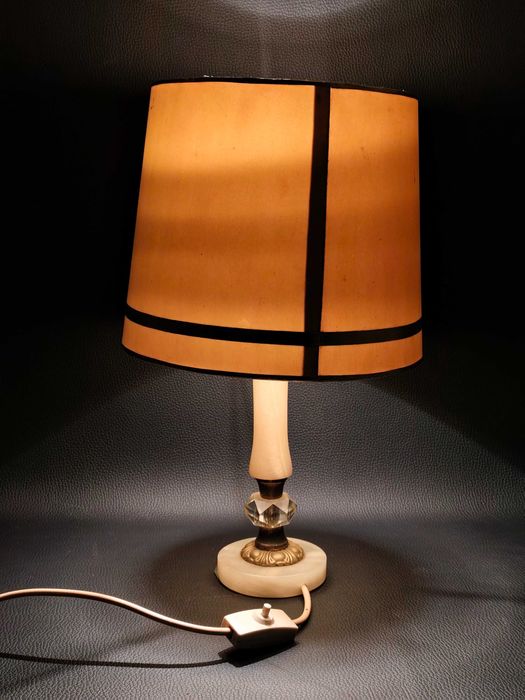Lampa Stołowa Alabaster Mosiądz