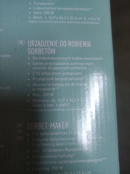 Nowe urządzenie do robienia sorbetów, lodów