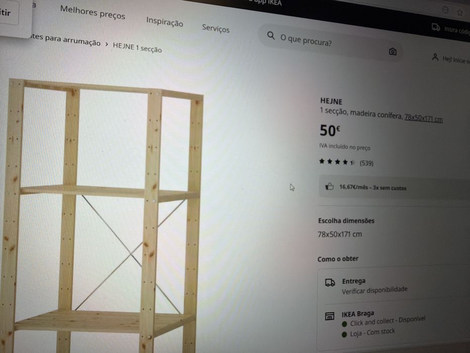 Estante de madeira ikea. 78x50x171