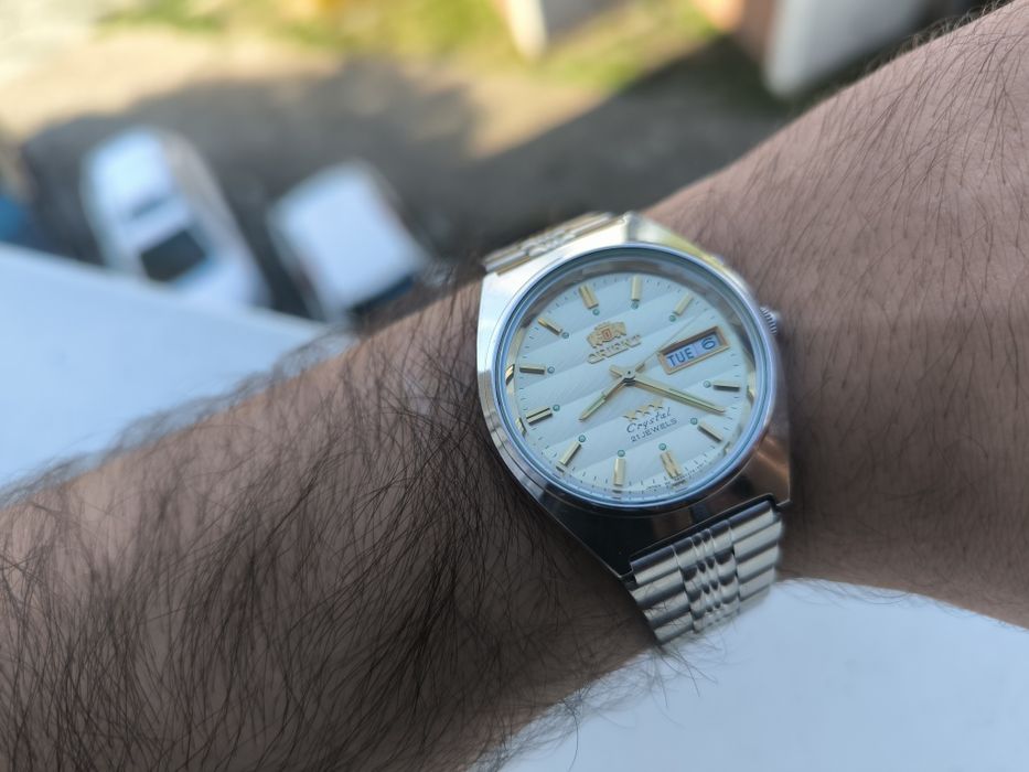 Piękny perłowy kolor zegarek orient crystal ni seiko tissot citizen