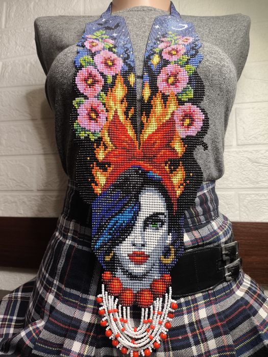 Гердан з бісеру ручної роботи Намисто Етно прикраса Кольє