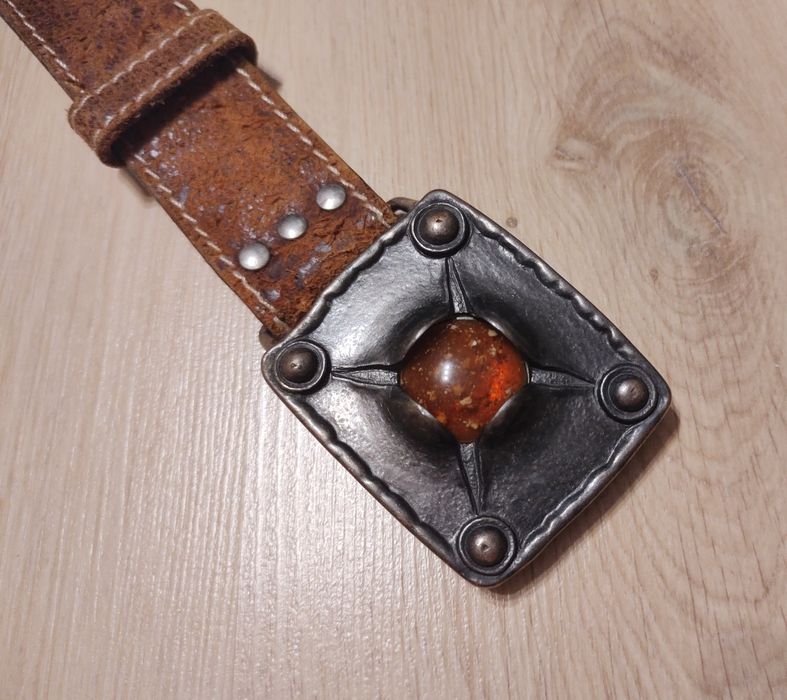 Włoska klamra do paska z oczkiem w kolorze bursztynu / boho / hippie