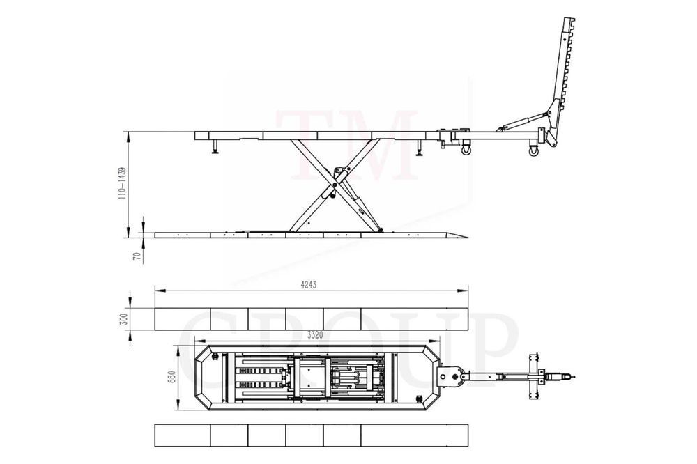 Płyta blacharska, Rama naprawcza na podnośniku 3T TM-GROUP