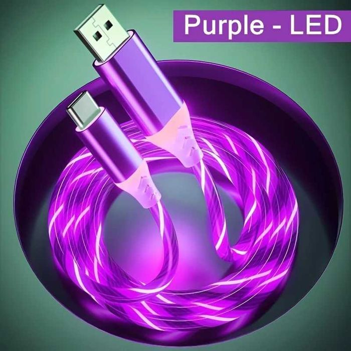 INNOWACYJNY kabel usb do usb-c podświetlenie LED 1m