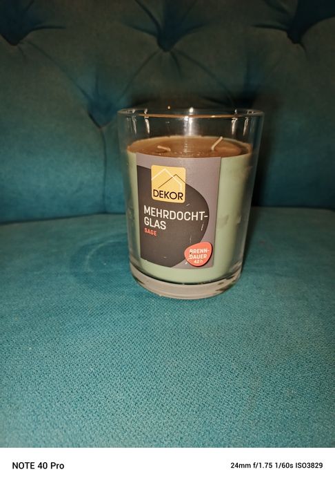 Świec w szkle duża 12,5 x 10 cm 42h palenia DEKOR 2 knoty