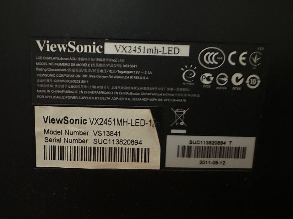 Монітор 24" ViewSonic VX2451MHP-LED
