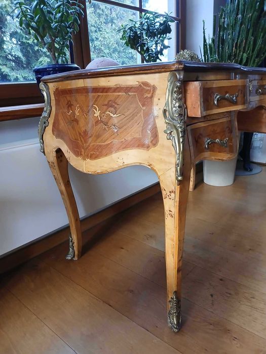 Biurko pałacowe DREWNIANE intarsja przywiezione zFrancji ODBIÓR BĘDZIN