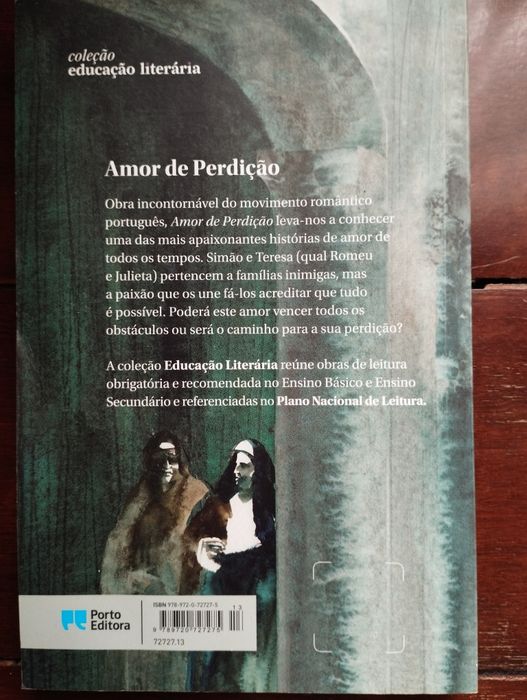 Livro "Amor de perdição" de Camilo Castelo Branco