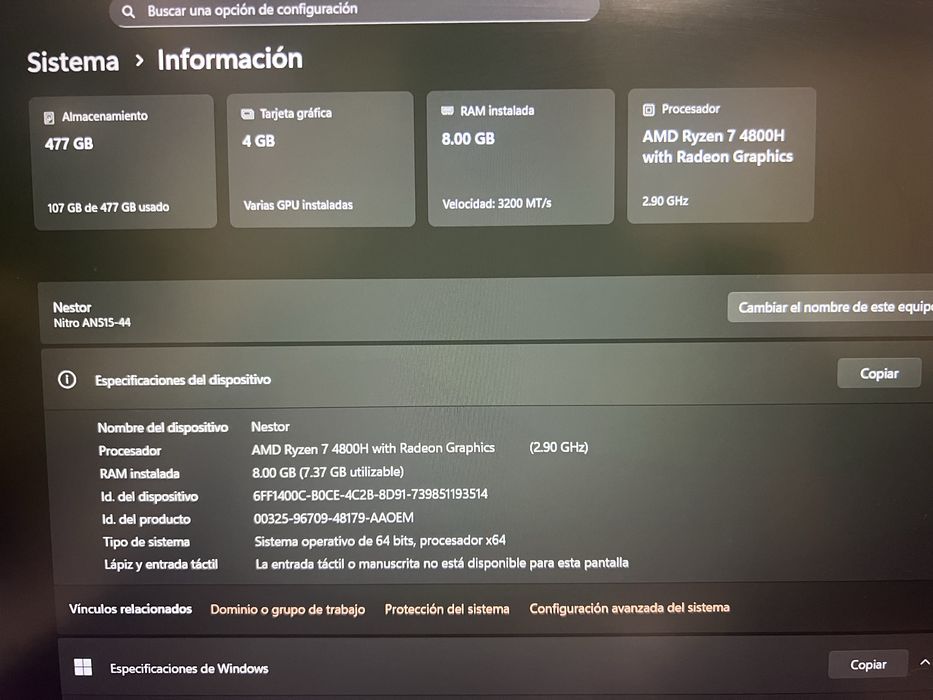 Acer Nitro 5 portatil