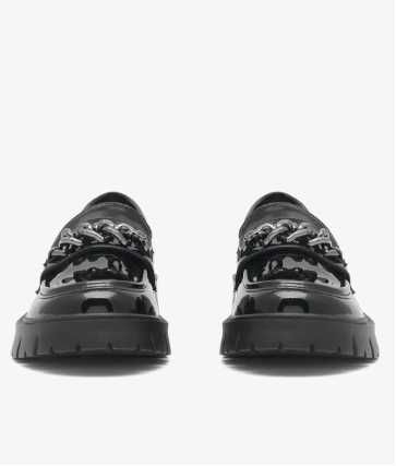 Czarne lakierowane loafersy dziewczęce, DeeZee, r.32/33 -