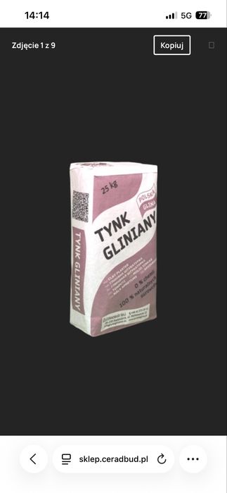 Tynk gliniany bazowy szary (worek 25kg)