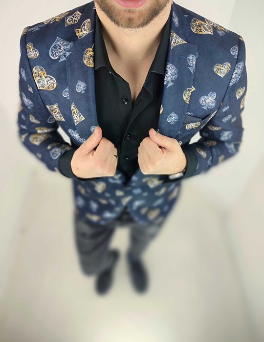 GIOVANNI PERA Marynarka Męska D806 granat karty różne rozm.