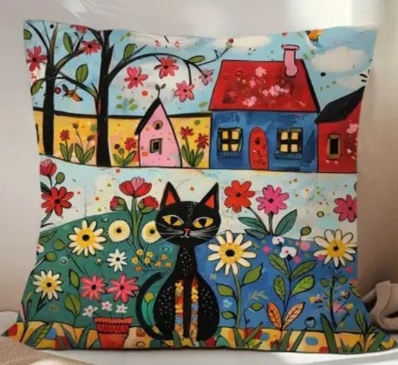 Almofada Decoração c/Gato Preto