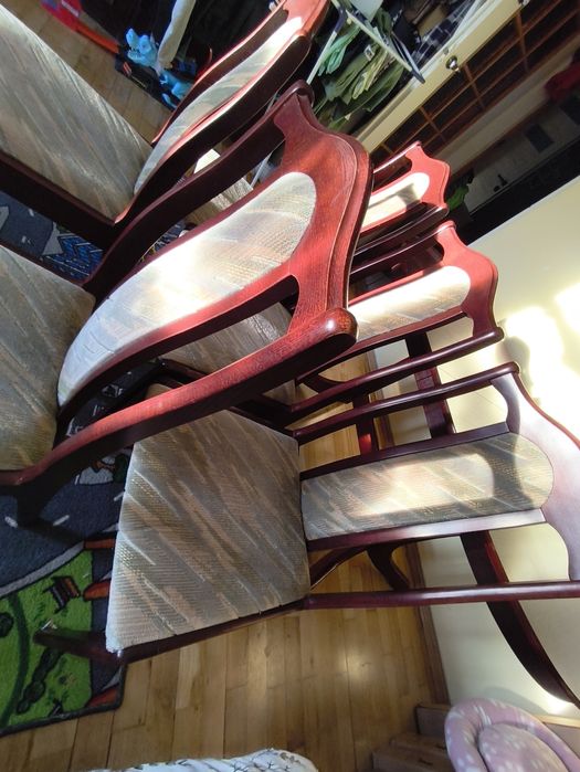 Unikatowy zestaw–lite drewno– 6 krzeseł+stół rozkładany