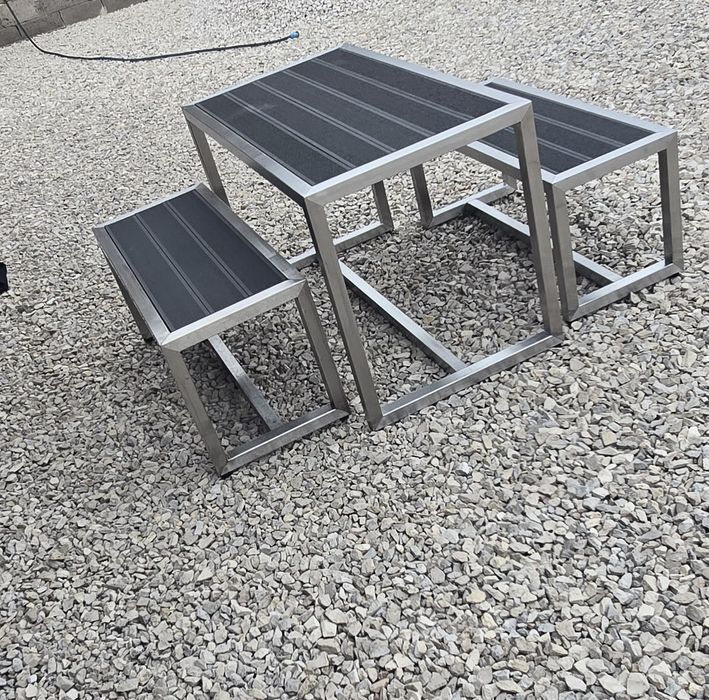 Komplet mebli ogrodowy stal nierdzewna inox