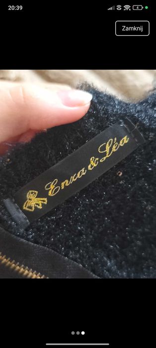 Czarny sweter puchaty z błyszczącą nitką przeplatany Basic