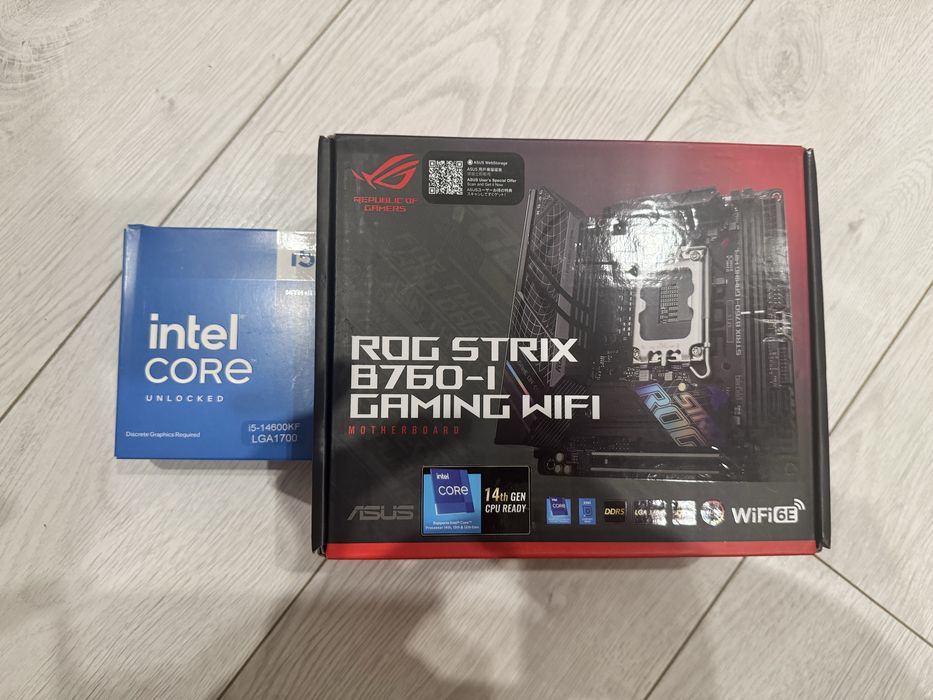 Комплект 14600kf + ASUS rog strix b760-i gaming WIFI