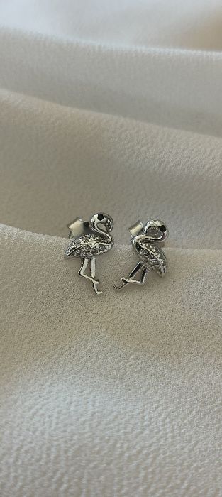 Brincos flamingo em prata