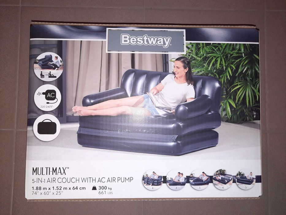 Dmuchana Sofa Dwuosobowa Materac 5w1 Multi-Max 188x152x64 z Pompką