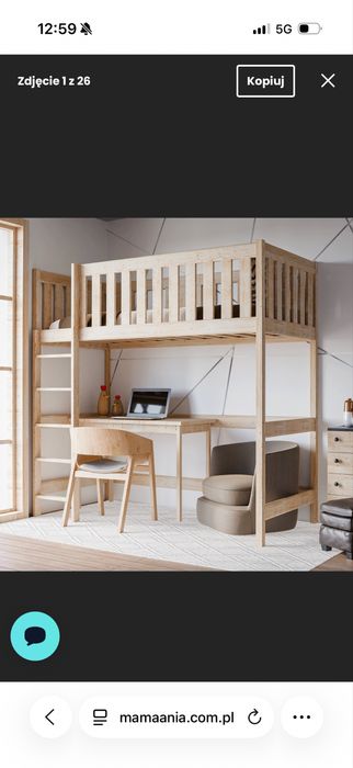 Łóżko dziecięce z antresolą 180×90 + materac