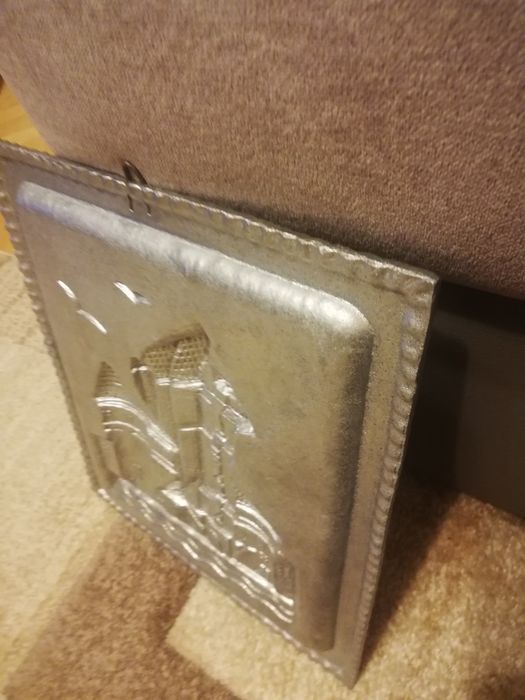 Stary odlew aluminiowy-obraz Żuraw nad Motławą w Gdańsku