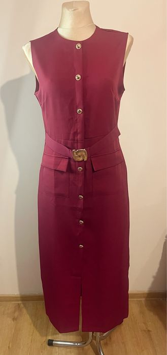 Nowa bordowa sukienka midi ołówkowa