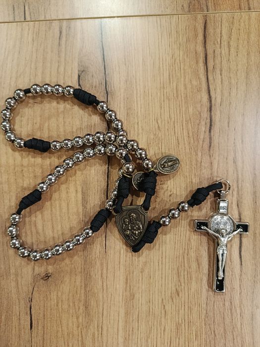 Różaniec paracord ,wojowniczy, stal nierdzewna 10mm