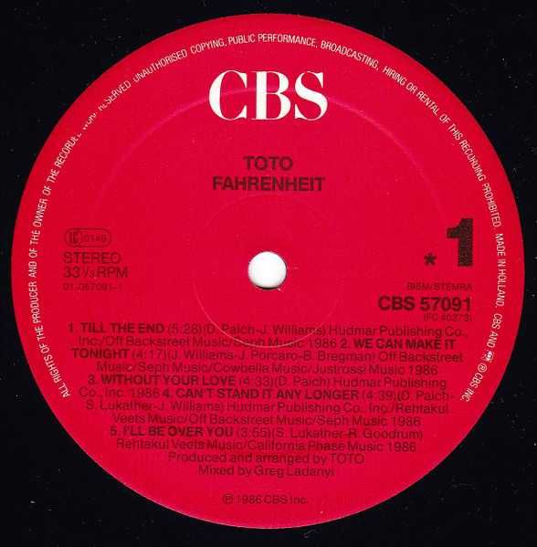 Toto – Fahrenheit  (UK)