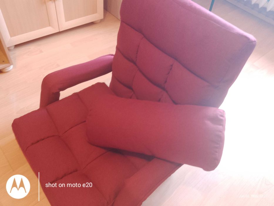 Fotel rozkładany Czerwony Sofa Podłogowa Krzesło Poduszka