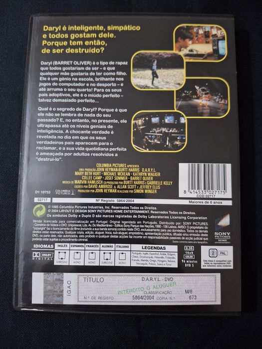 DVD D.A.R.Y.L. Raro.