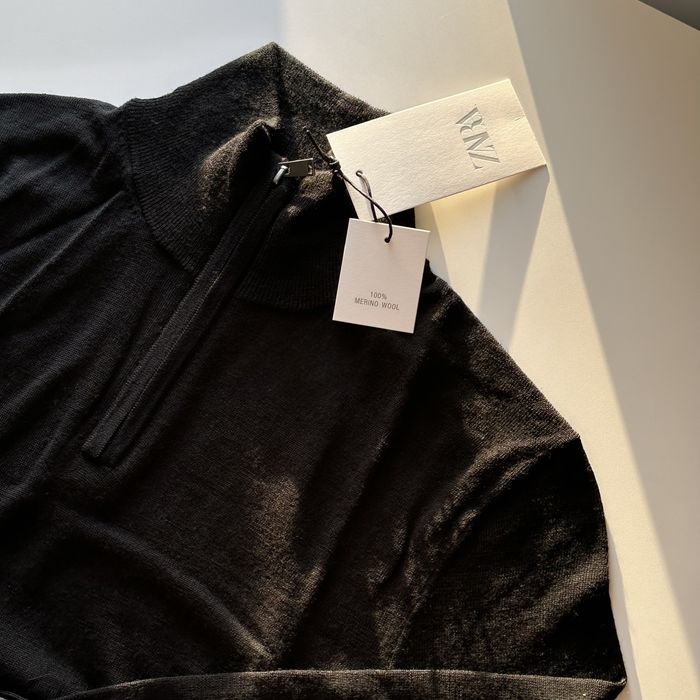 Чоловіча 1/3 зіп кофта зі 100% вовни мериноса Zara, кофта на змійці