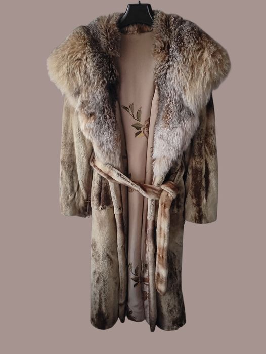 Дл 120см. Норковая шуба с рысью. Натуральная шуба