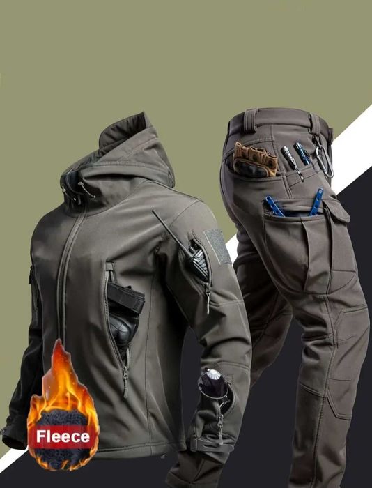 Костюм чоловічий тактичний синій чорний сірий софтшел ФОРМА ФЛІСОВА