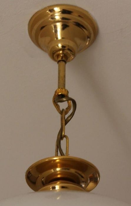 Candeeiro Vintage Dourado c/Louça Trabalhada