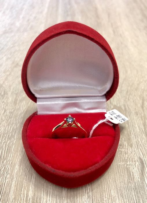 Złoty Pierścionek z Cyrkonią Opalizującą Pr.585 Nowy!