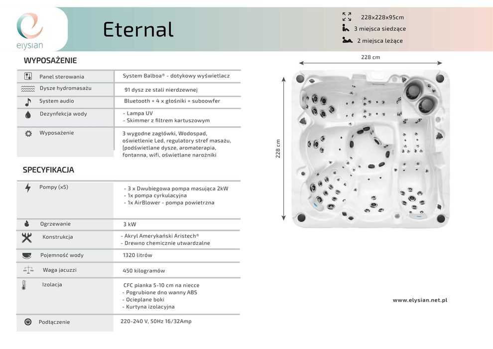 Mocne jacuzi z subwooferem - 91 dysz i 4 pompy