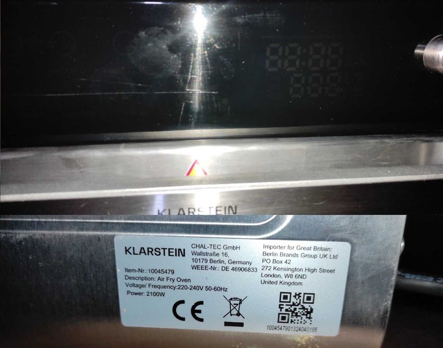 Аерофритюрніца духовка 3-в-1 Klarstein Air Glaze 34 л 2100 вт УЦІНКА