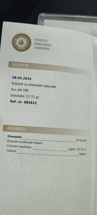 Тенісний браслет з діамантами 15.33ct  Біле золото