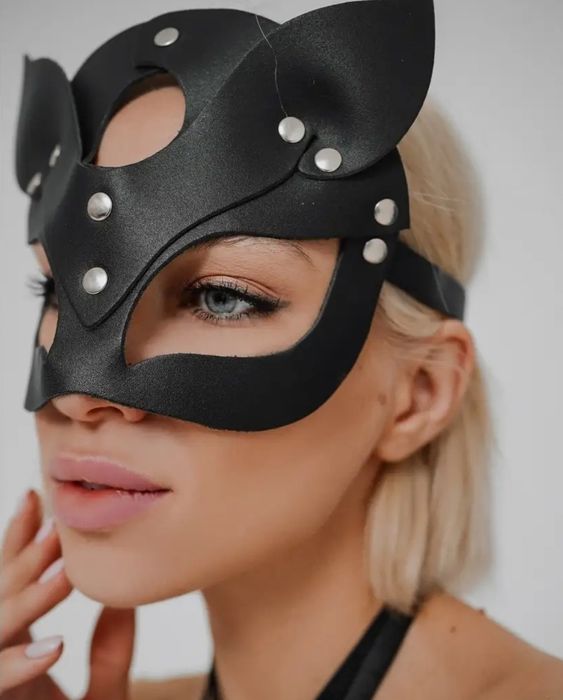 Эротическая кожаная маска кошка кошки квадробик карнавальная