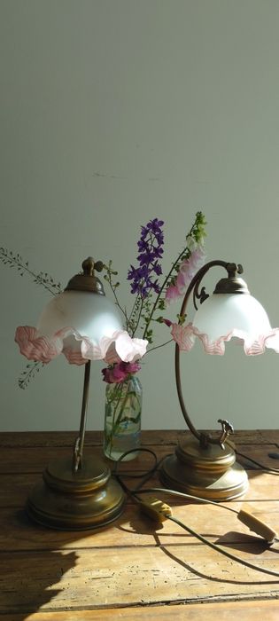 Conjunto de 2 candeeiros vintage pink flower