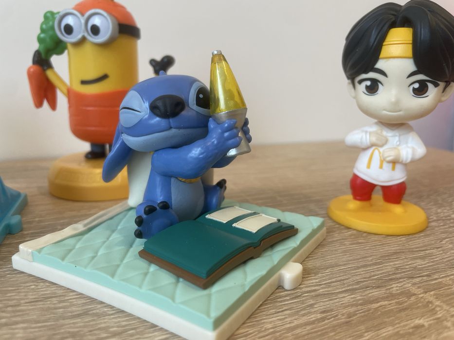 Колекційні фігурки Stitch, BTS, Minions, Disney, McDonald’s Happy Meal
