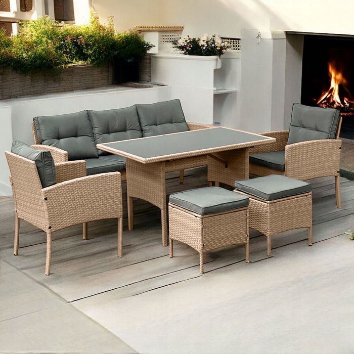 ZESTAW MEBLE ogrodowe komplet wypoczynkowy PROMOCJA 2x Fotel 2x Pufa