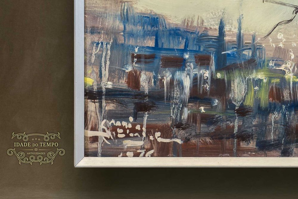 Antigo quadro - pintura de técnica mista
