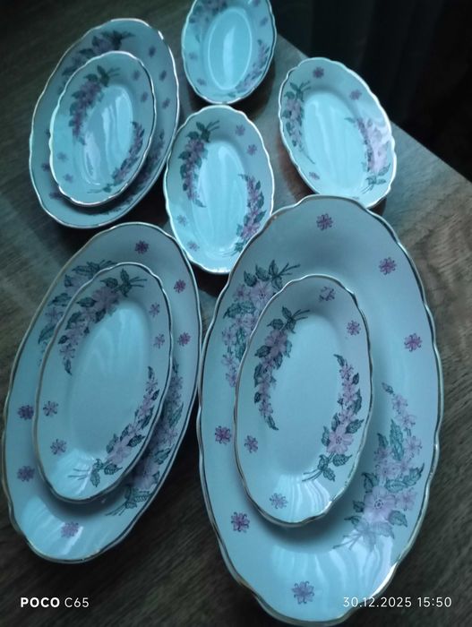 Набір вінтажних тарілок з позолотою 9шт.